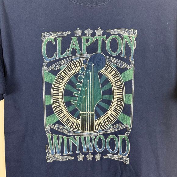 Eric Clapton Steve Winwood 2009 Tour Concert T-Shirt Blur Double-Sided Sz M - Picture 5 of 5